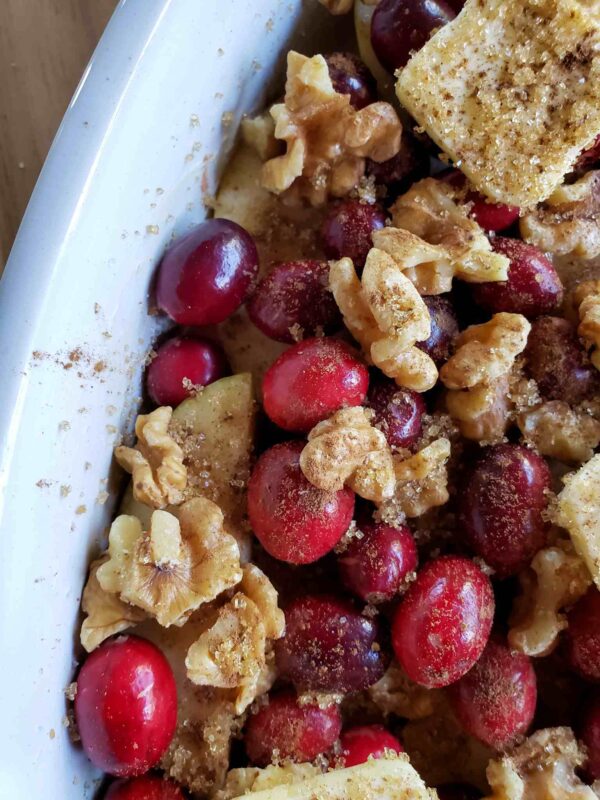 Sweet Potato (Yam) Apple & Fresh Cranberry Bake with Walnuts