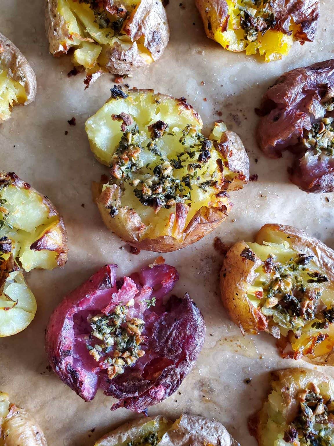 Roasted TwoBite Garlic & Herb Smashed Potatoes Homestead and Chill