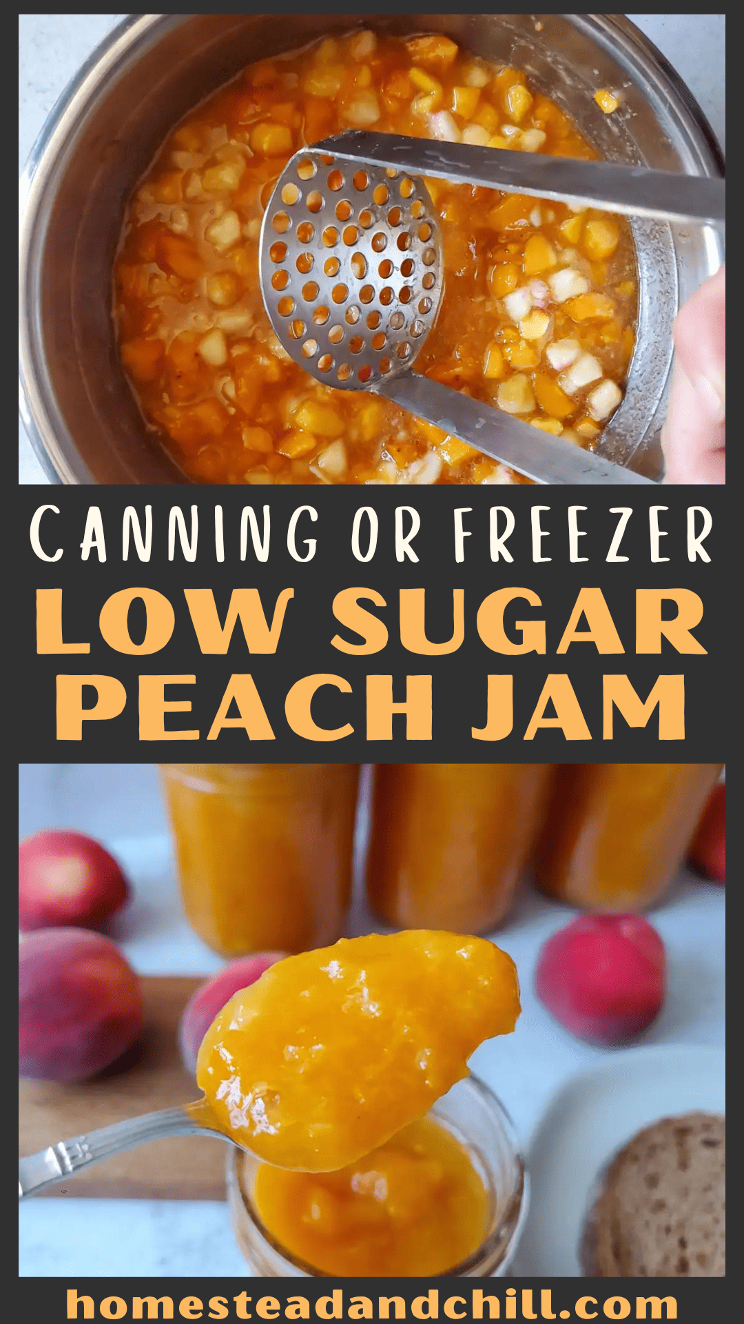 Easy Low Sugar Peach Jam Without Pectin (Canning or Freeze) Homestead and Chill