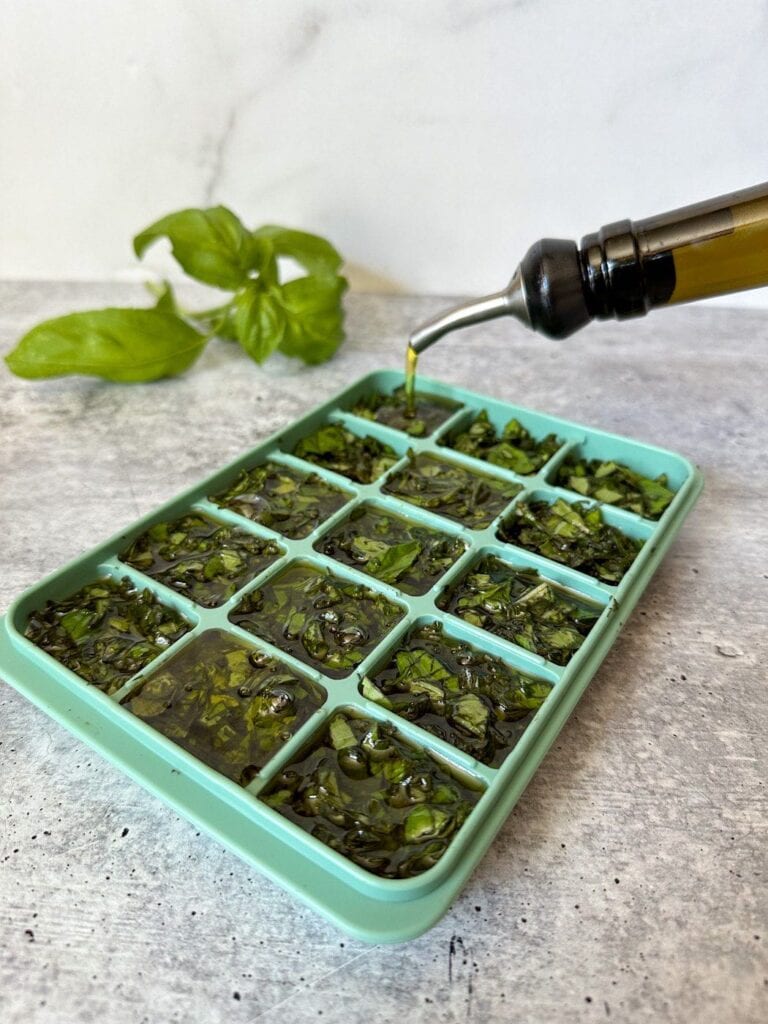 How to Freeze Basil in Ice Cube Trays (Olive Oil or Water) Homestead