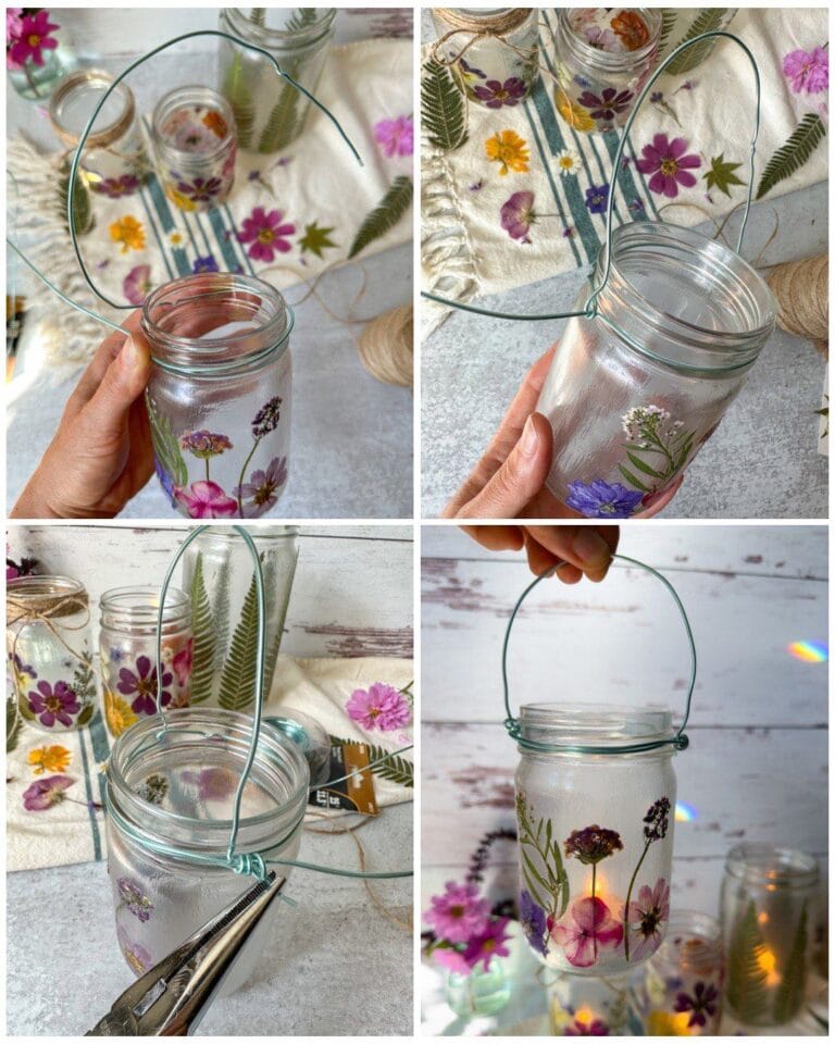 How to Make Dried Flower Candle Jar Lanterns (Pressed Flower Crafts