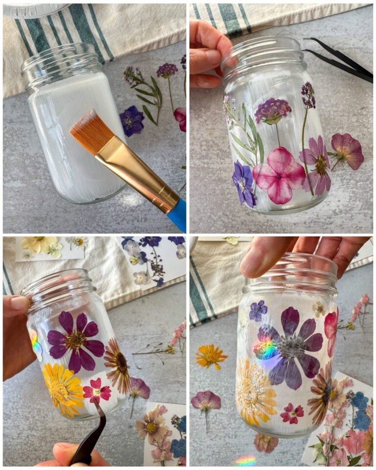 How to Make Dried Flower Candle Jar Lanterns (Pressed Flower Crafts