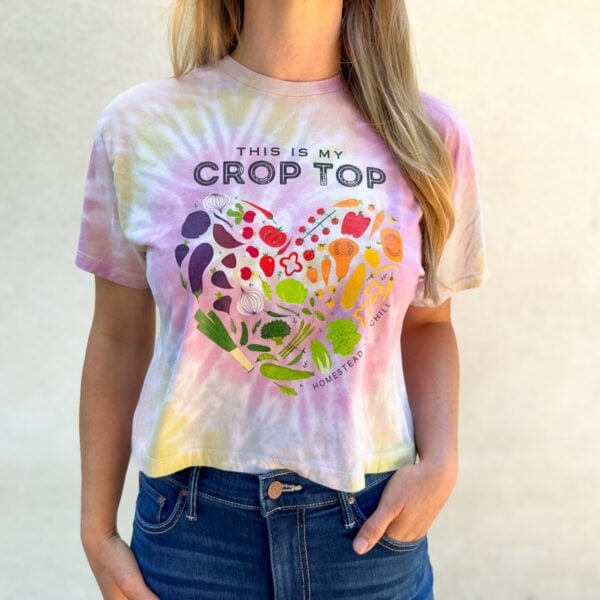 Cropped Tie-Dye Veggie Heart "Crop Top" Shirt - Image 3