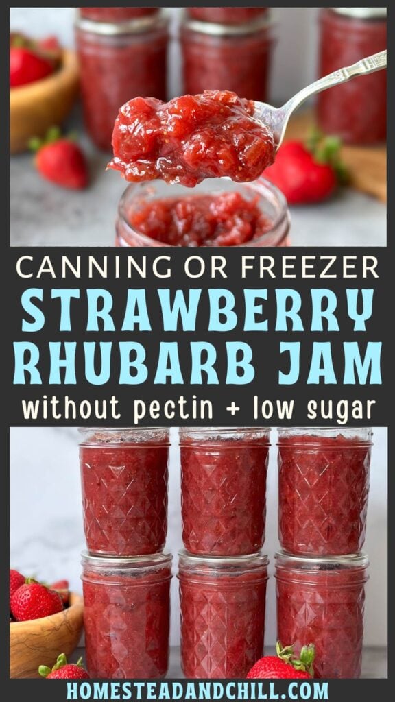 Simple Strawberry Rhubarb Jam Recipe (No Pectin, Can or Freezer)