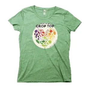 Women’s “Crop Top” Veggie Heart Organic Cotton Recycled Blend T-Shirt