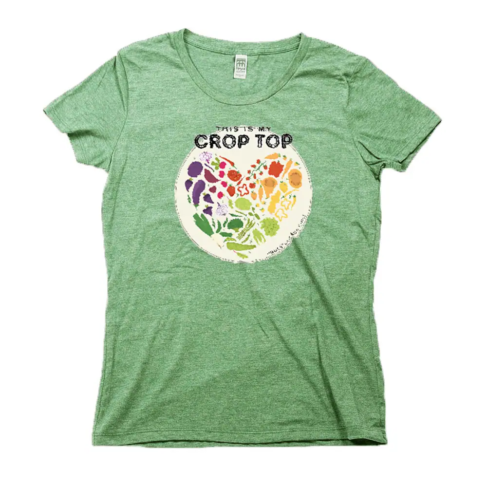 Women’s “Crop Top” Veggie Heart Organic Cotton Recycled Blend T-Shirt